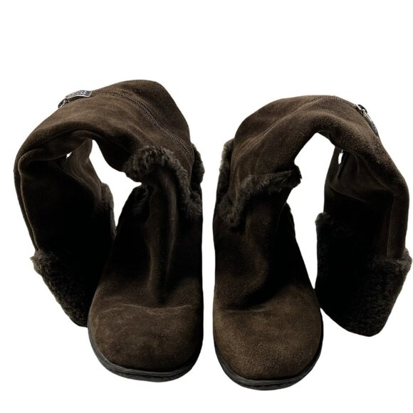 GUESS Boots Womens Size 8 Brown Suede Faux Fur Lined Wedge Winter Zip G Logo - Picture 7 of 8
